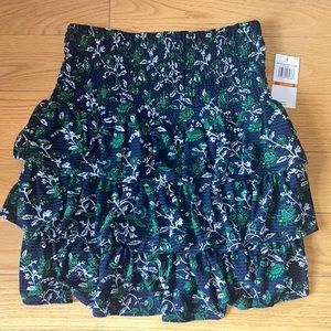 NWT Michael Kors Tiered Navy Printed Skirt
